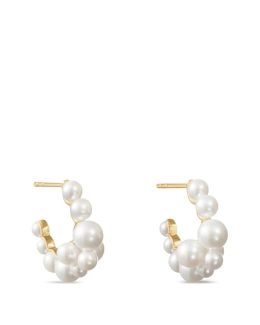 Sophie Bille Brahe White Boucle Botticelli Pearl-Cluster Hoop Earrings