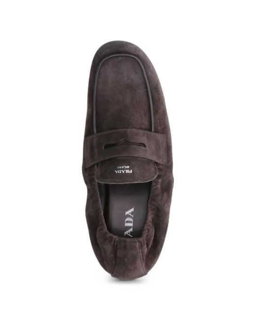 Prada White Logo-Print Loafers for men