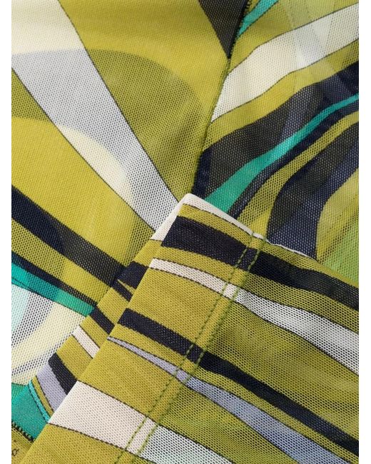 Emilio Pucci Green Semi-Sheer Graphic-Print Tights