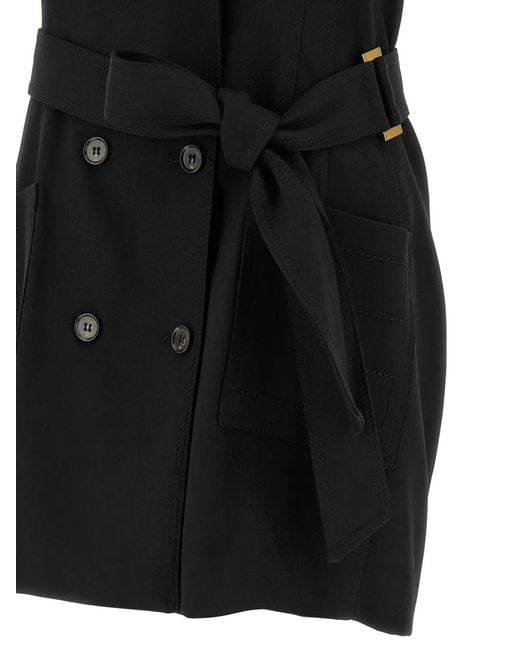 Elisabetta Franchi Black Double-Breasted Belted Dress