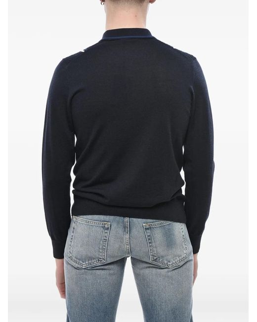 Paolo Pecora Blue Long-Sleeve Buttoned Polo Shirt for men