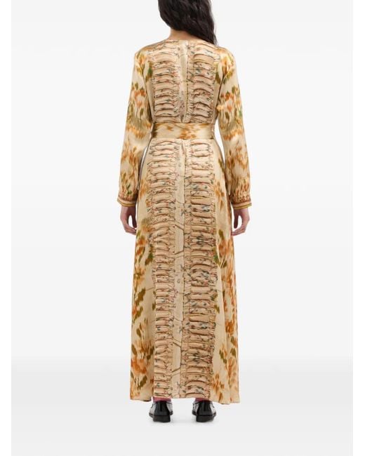 Pierre Louis Mascia Metallic Mutka Ruffled Maxi Dress