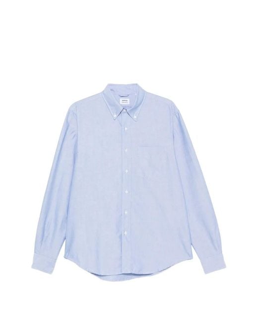 Aspesi Button-Down Oervhemd Met Borstzak in het Blue voor heren