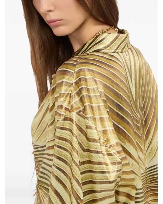 Roberto Cavalli Metallic Ray Of-Print Silk Shirt