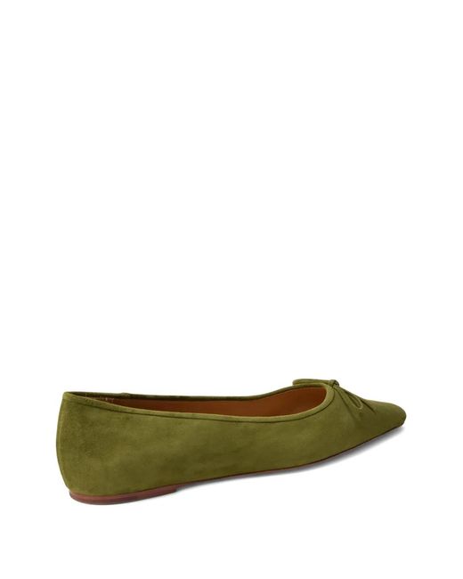 Polo Ralph Lauren Green Pointed Bow Suede Ballet Flat