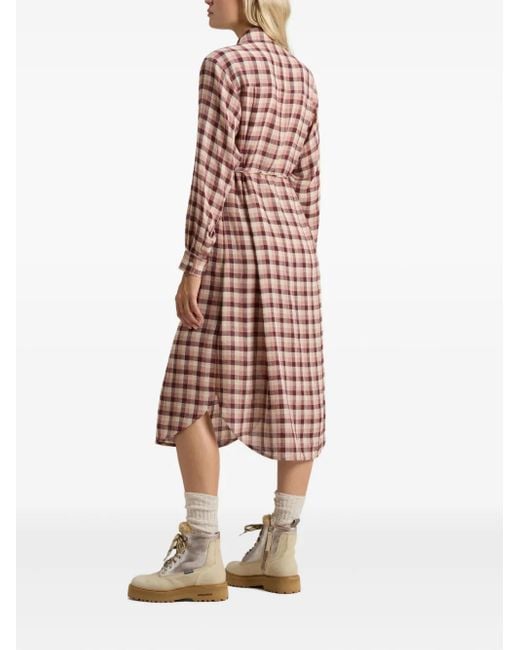 Woolrich White Checked Flannel Shirt Midi Dress