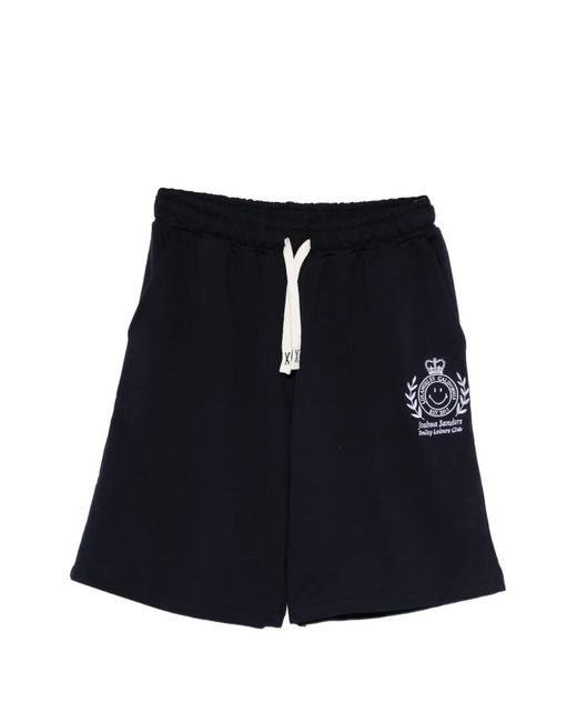 Joshua Sanders Black X Smiley Side-Pocket Track Shorts for men