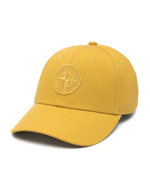 Stone Island Yellow Compass-Motif Baseball Cap for men