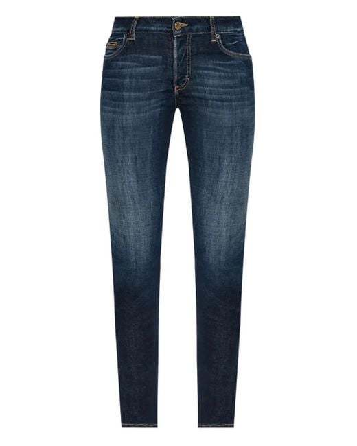 DSquared² Blue Logo-Plaque Cropped Jeans