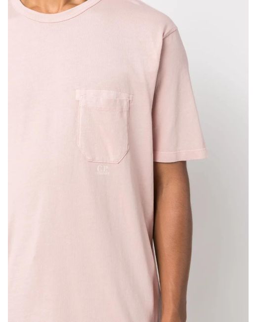 C P Company Pink Logo-Print Cotton T-Shirt for men