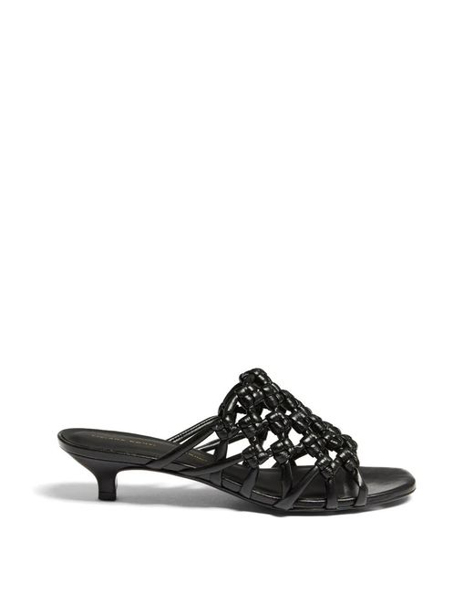 Liviana Conti Black Sandales À Petit Talon Tressées
