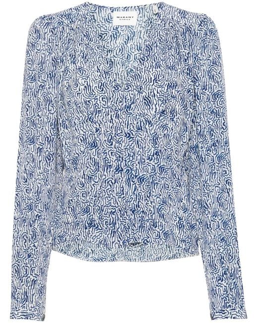 Isabel Marant Blue Eddy Abstract-Print Blouse