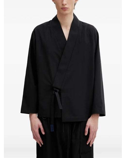 KENZO Black Wrap-Style Long-Sleeve Jacket
