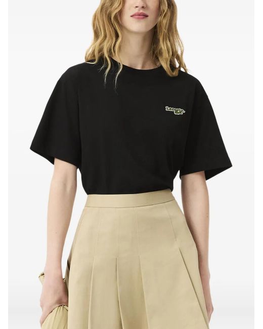 Lacoste Black T-Shirt mit Logo-Stickerei
