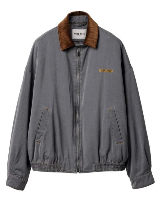 Miu Miu ベルベット ボンバージャケット グレー | Lyst Miu Miu ベルベット ボンバージャケット グレー | Lyst