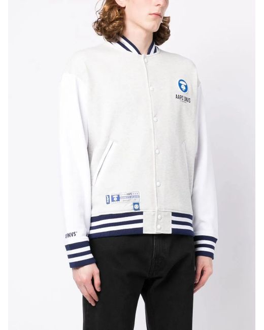 Aape By A Bathing Ape White Logo-Print Bomber Jacket for men