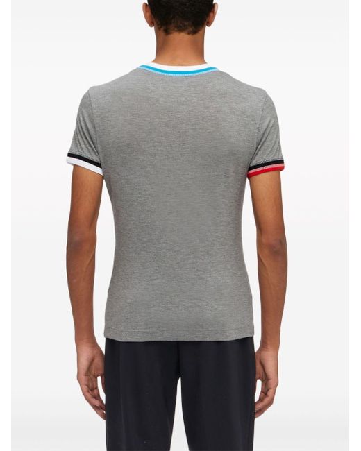 Ferragamo Gray Logo-embroidered Jersey T-shirt for men