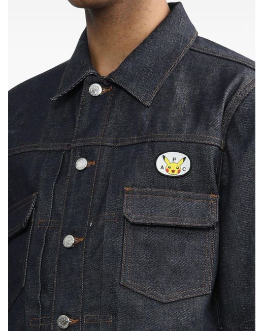 A.P.C. Blue X Pokemon Logo-appliqué Denim Jacket for men