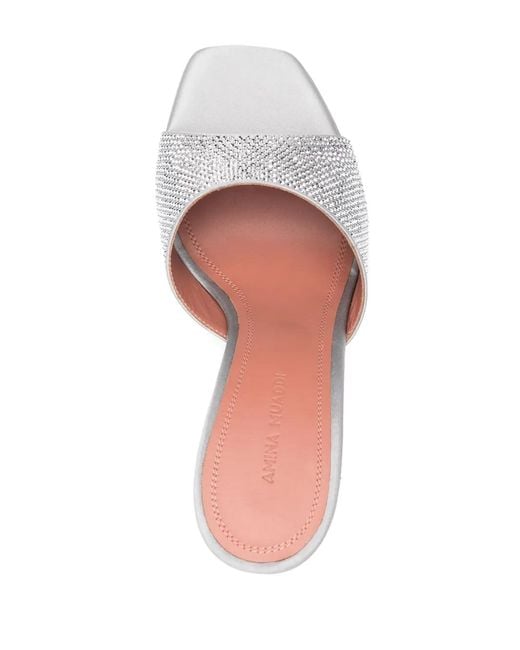 AMINA MUADDI Gray Lupita Heeled Sandals