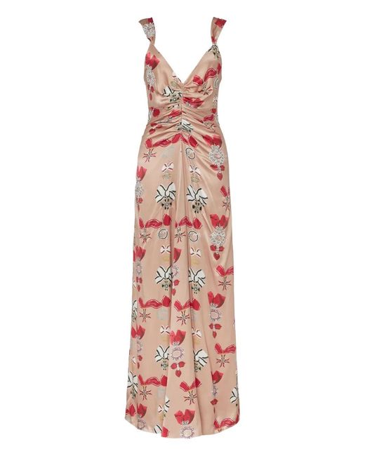 Temperley London White Reina Bow-Print Dress