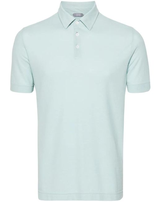 Zanone Blue Short-Sleeve Cotton Polo Shirt for men
