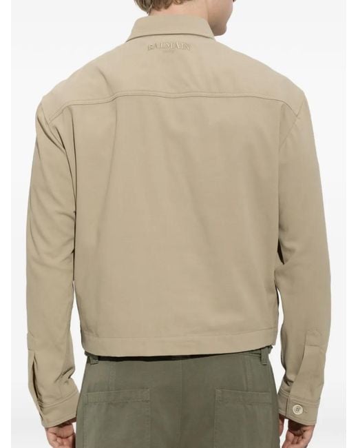 Balmain Natural Button-Fastening Pocket-Detail Overshirt for men