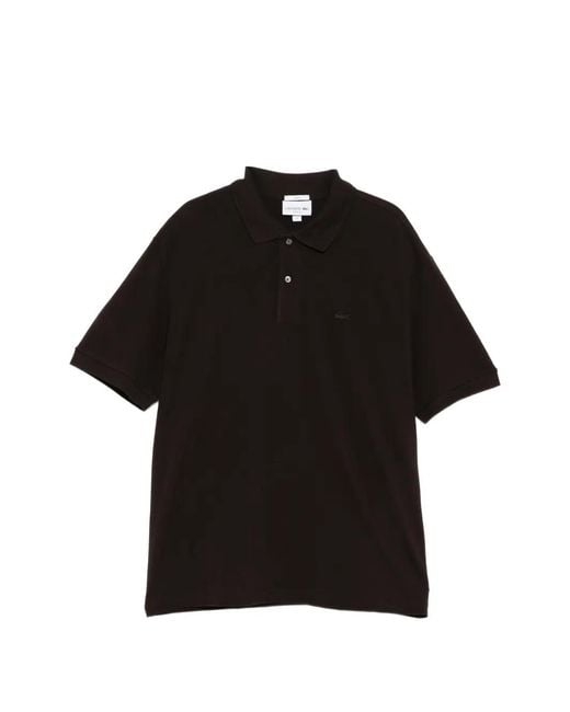 Lacoste Black Logo-Patched Short-Sleeve Polo Shirt
