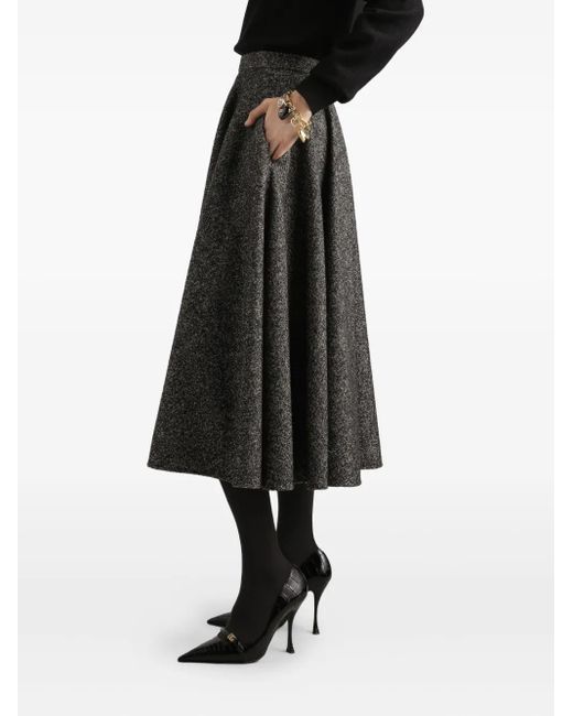 Dolce & Gabbana Gray Wool-Blend Midi Skirt
