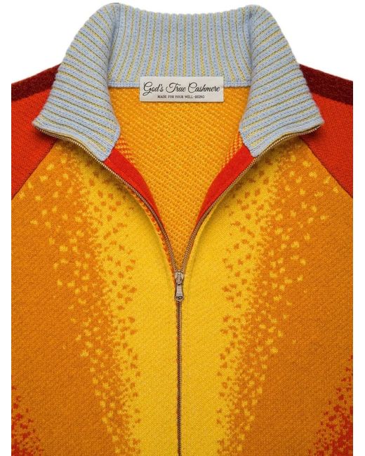 God's True Cashmere Orange Radiant Sun Cashmere Cardigan