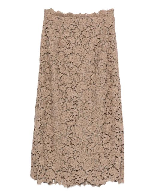 Gonna Midi A Fiori di Ermanno Scervino in Natural