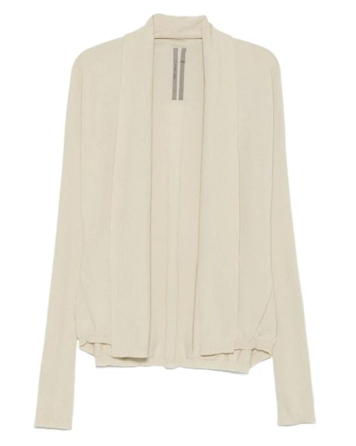 Rick Owens Natural Ribbed Open-Front Cardigan