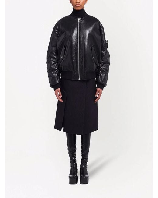 Prada Black Leather Bomber Jacket