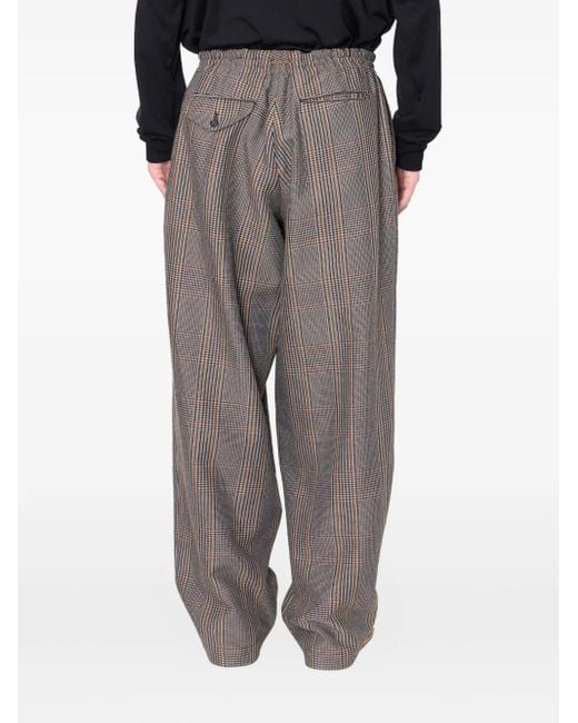 Kolor Gray Checked Drawstring Trousers for men