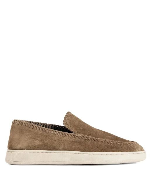 Officine Creative Brown Suede Stitched Loafers for men