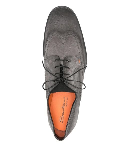 Santoni Gray Easy Oxford Shoes for men