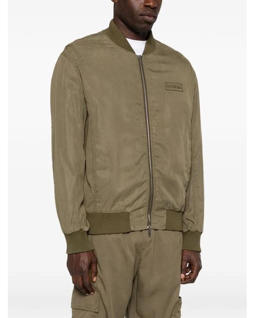 Iceberg Green Logo-Patch Bomber Jacket for men