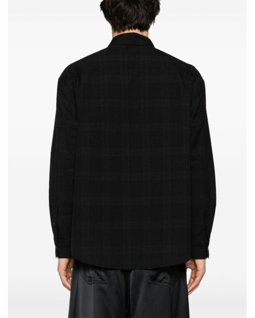 Lemaire Black Check-pattern Seersucker Shirt for men