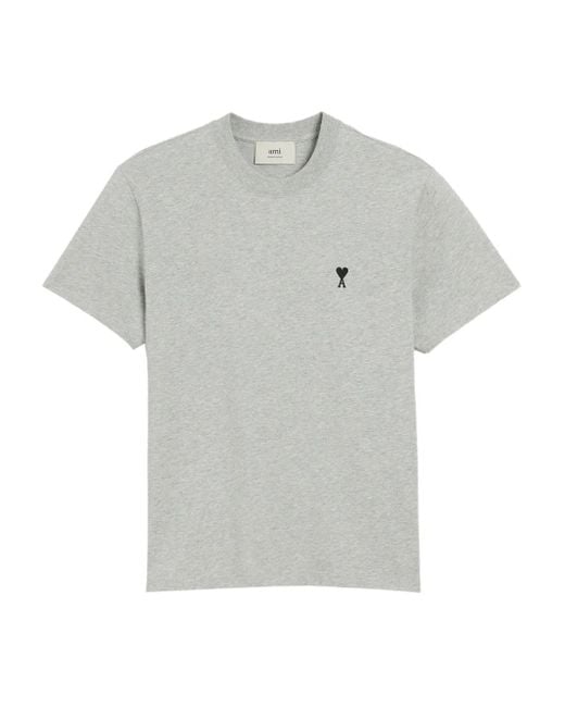 AMI Gray Ami De Coeur Cotton T-Shirt for men