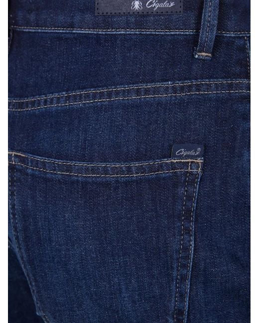 CIGALA'S Blue Logo-Patch Straight Jeans