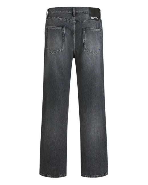 Karl Lagerfeld Gray Logo-Patch Jeans for men