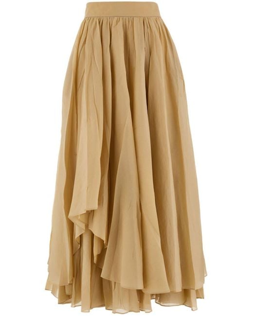 Falda midi con cintura alta Ferragamo de color Natural