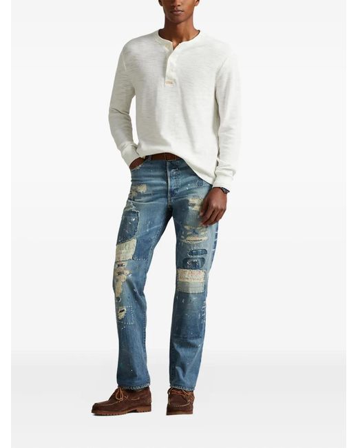 Polo Ralph Lauren White Henley Long-Sleeve Top for men