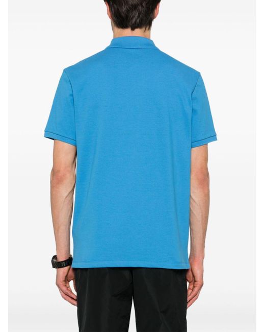 Moncler Blue Logo-Patch Polo Shirt for men