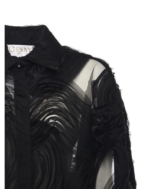 Genny Black Wave-Motif Shirt