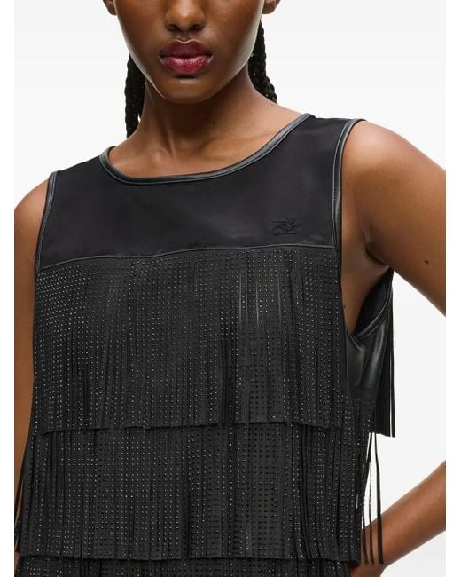 Karl Lagerfeld Black Fringe Mini Dress