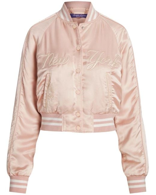 Ralph Lauren Collection Pink Parson Satin Bomber Jacket