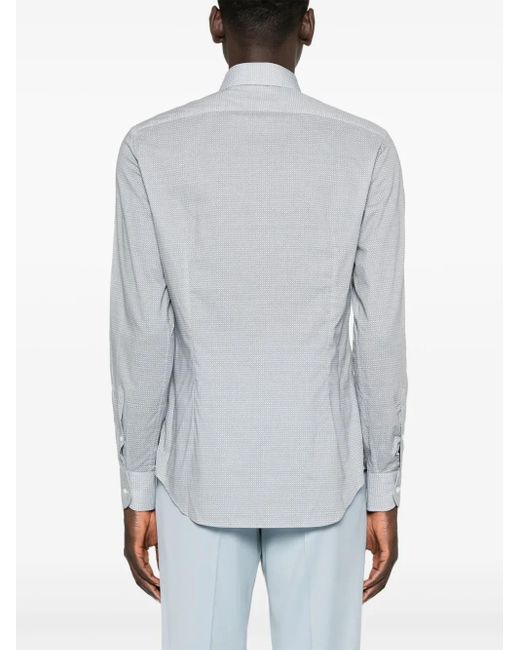 Corneliani Gray Geometric-Pattern Shirt for men
