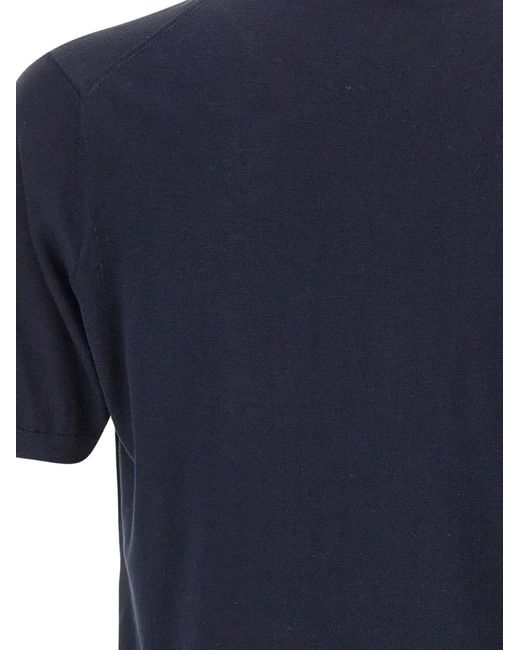Kangra Blue Short-Sleeve Ribbed Sweater for men