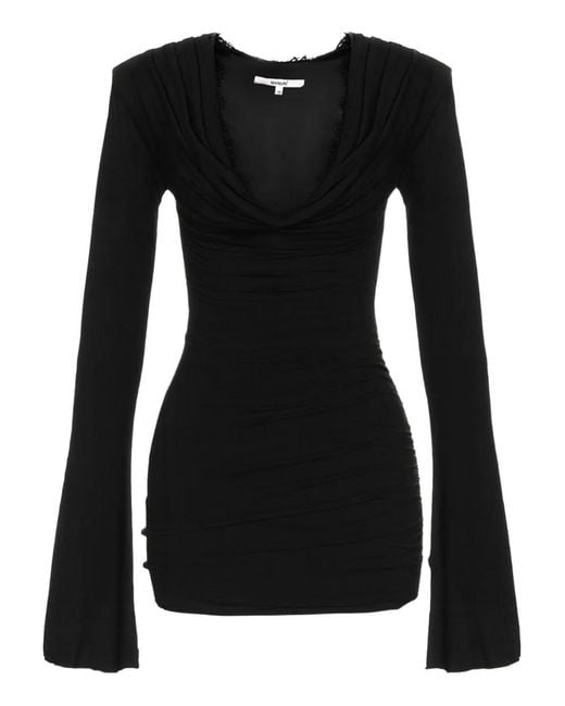 MANURI Women's Black Alma Lace-trim Mini Dress - www.rajagirimanappuram.com