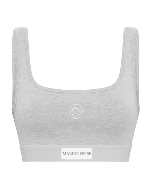 MARINE SERRE Gray Bordeaux Leather Fabric Shoulder Bag